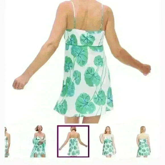 Diane von Furstenberg DVF Leaf Print Mini Dress Summer Sleeveless XL - Picture 6 of 8